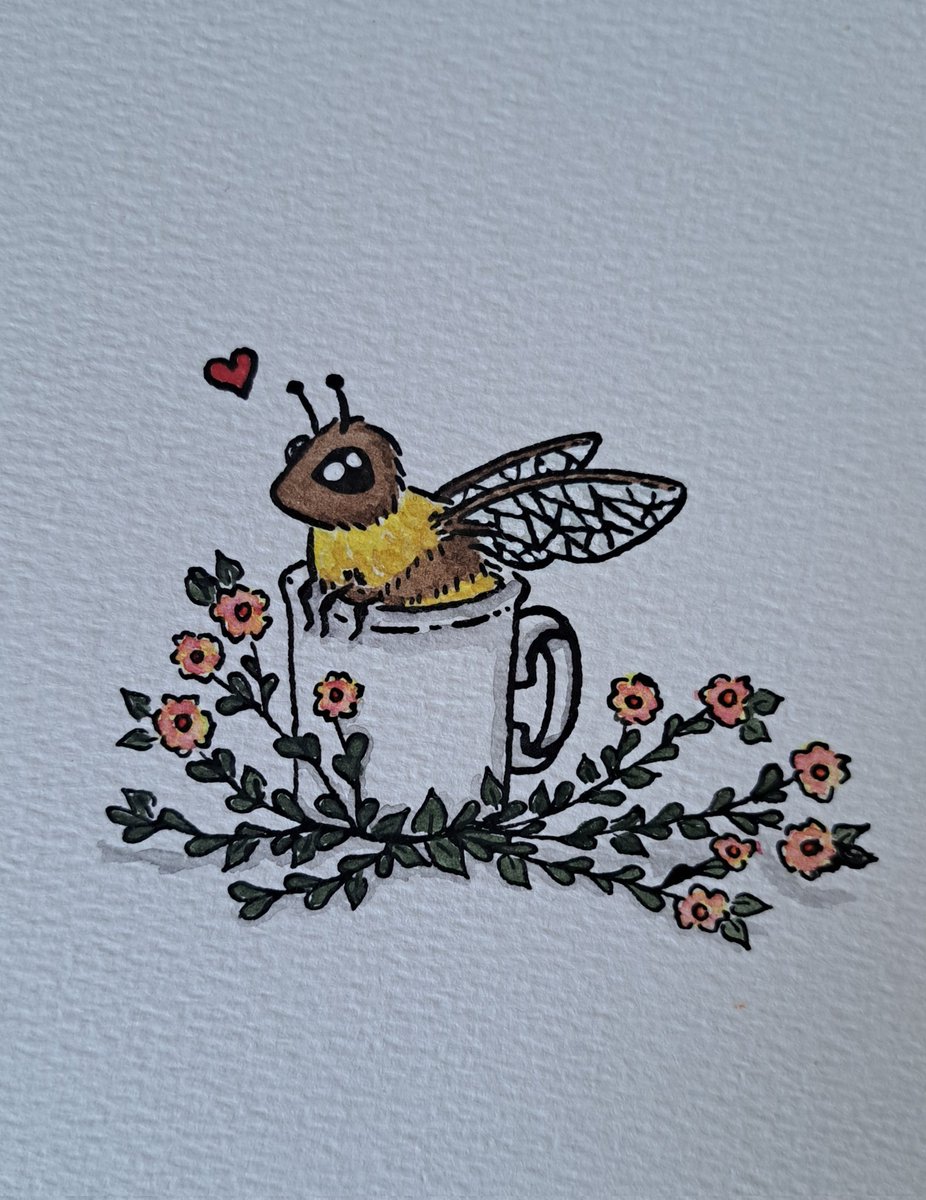 Just a bumblebee in a cup... let's not question it, 'cause it's just too cute! 😍

#kleineKunstklasse
#Herzenstierchen