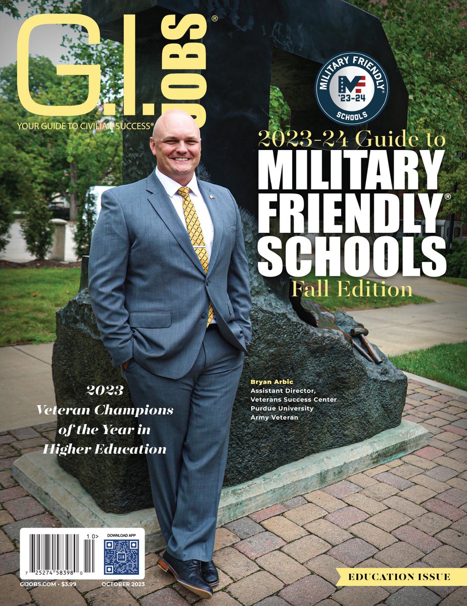 GIJobsMagazine's tweet photo. The @GIJobsMagazine September/October issue is here!
The 2023–24 Guide to @Mil_Friendly Schools - Fall Edition
View the issue here: https://t.co/ZxgisA4oDb
#gijobs #vcoy #military #veterans #jobsforveterans #militaryfriendly #veteraneducation #edu #vet #veteranawards #gethired https://t.co/btKsZe5VGi
