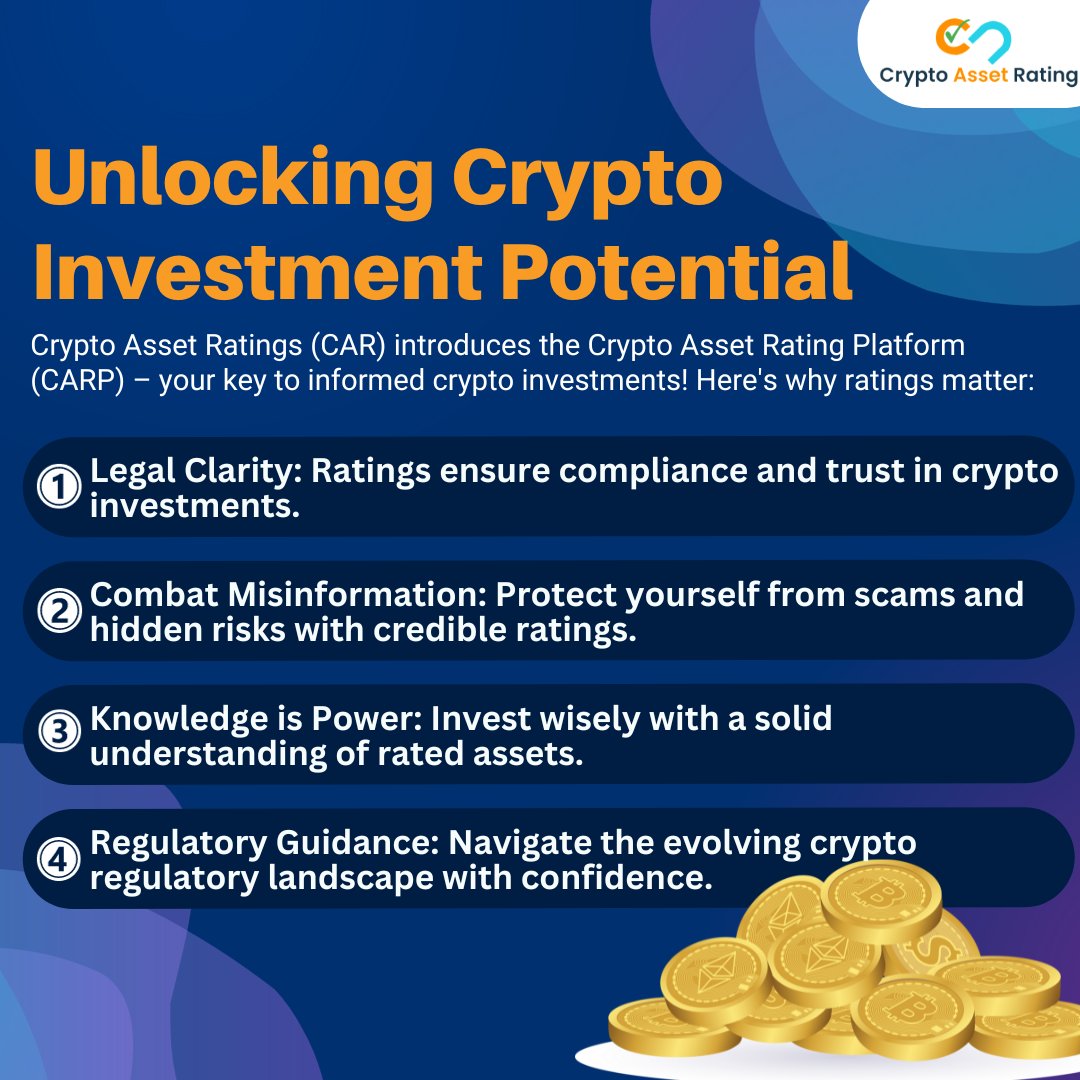 RatingCrypto's tweet image. Ready to explore the world of crypto asset ratings? 🚀 Join us on Crypto Asset Rating Platform (CARP) and make informed investment decisions with confidence. 💼💰

Visit our website at 🌐 [ bit.ly/3QxFach  ] for more information.

#Investments #Blockchain  #Crypto #CAR