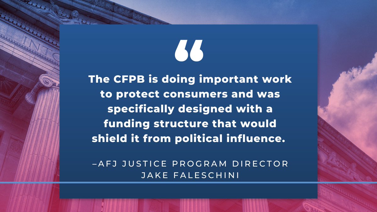 AFJustice's tweet image. AFJ REACTS: CFPB Seems Likely to Survive Extreme Legal Challenge 

afj.org/article/cfpb-s…

#DefendCFPB