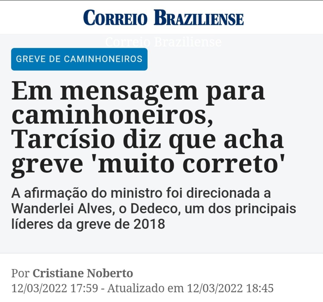 Recordar é viver. Tarcísio de Freiras apoiou a greve dos caminhoneiros que pediu intervenção militar, mas quando se trata de defender os serviços públicos vira um leão!