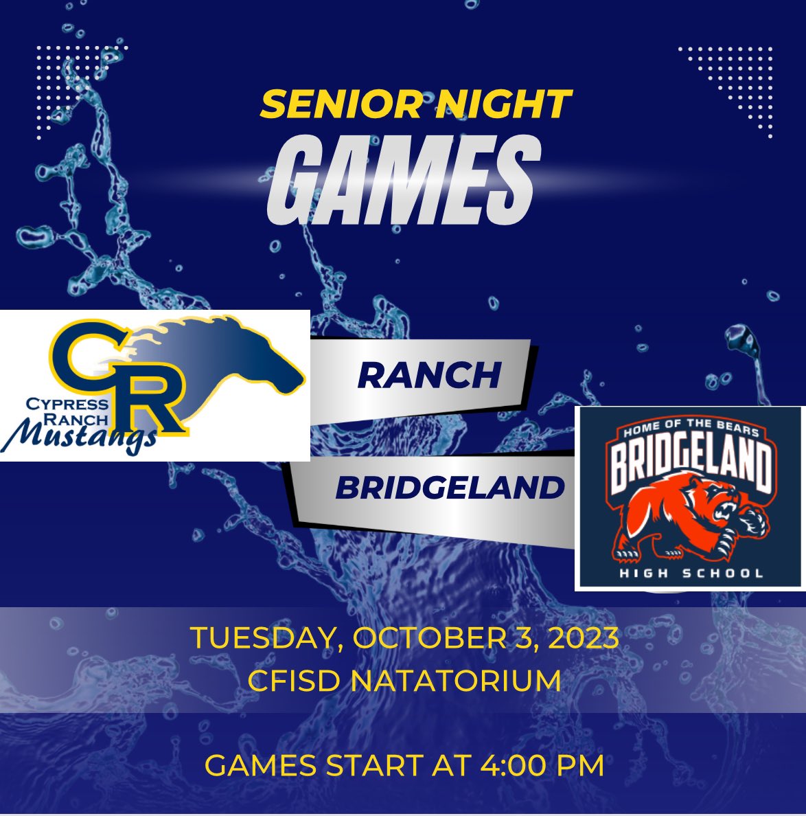 It’s our last district game day and SENIOR Night! Games start at 4:00 PM, Senior Recognition will be at 5:45 PM #mwt #wearecr