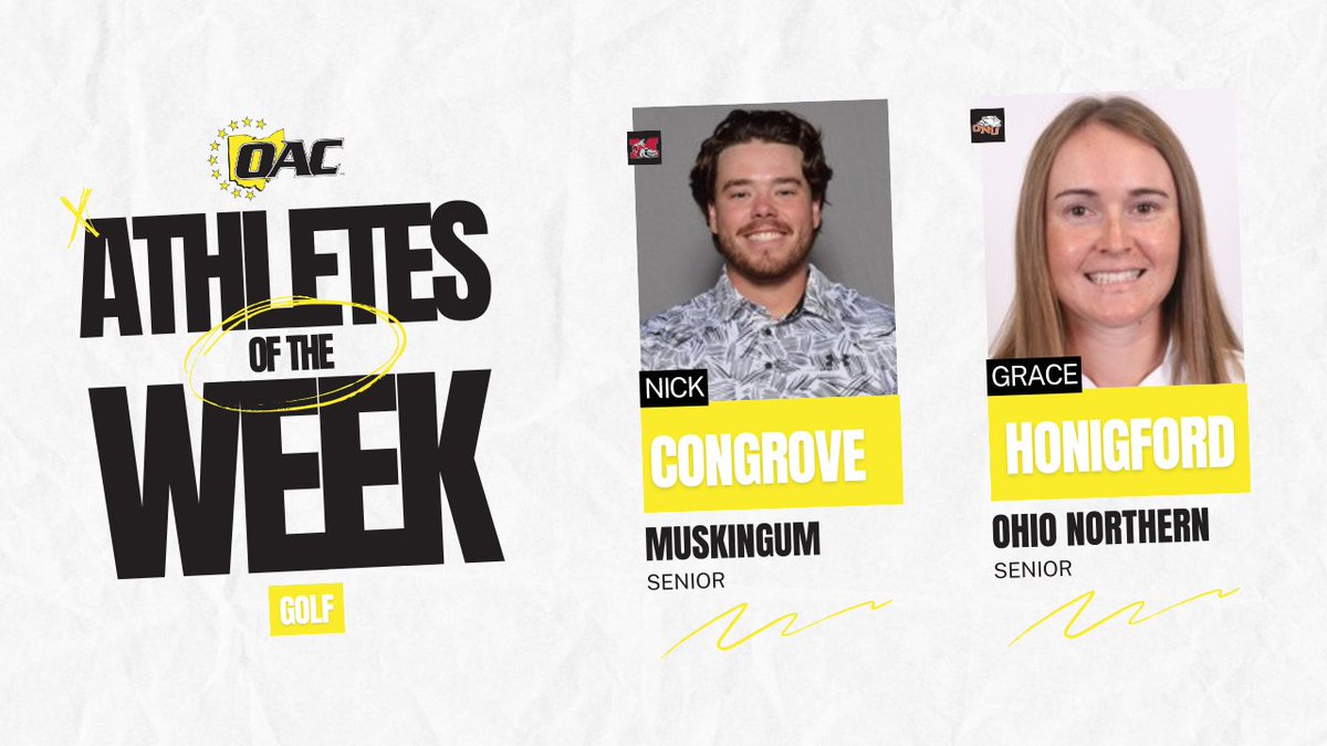 OHAthleticConf's tweet photo. Athletes of the Week | Golf
Nick Congrove, @FightingMuskies
Grace Honigford, @ONUsports
📰: https://t.co/l9FlYR2U2q
#OAC #OACGolf⛳️ https://t.co/AeZgsEclZ4