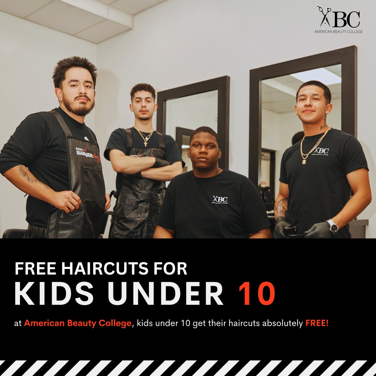 ABCBeauty's tweet photo. Bring your little ones to our salon and let our skilled stylists create stylish looks for them. No more worries about haircut expenses!
#FreeKidsHaircuts #AmericanBeautyCollege #KidsHairstyles https://t.co/7mM29tsroK