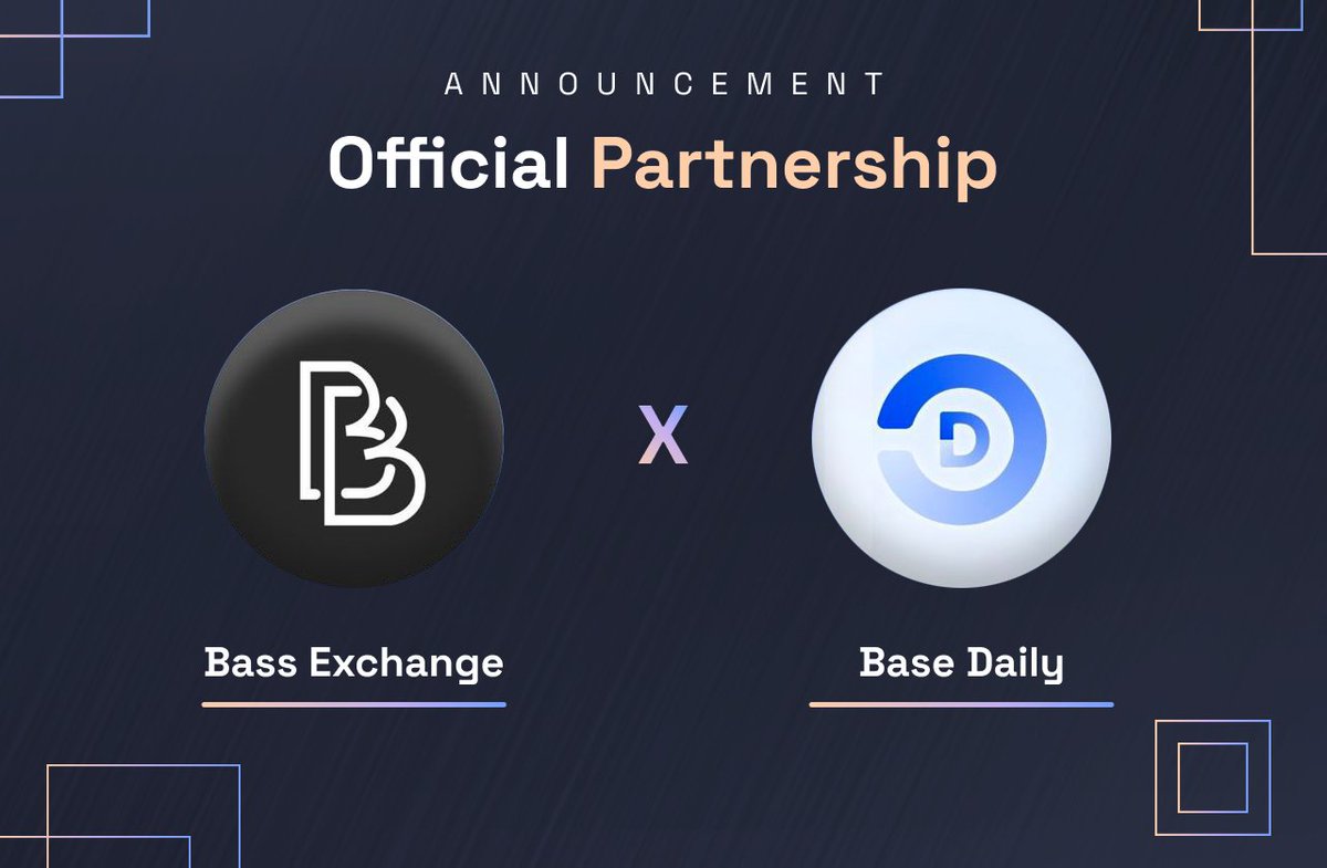 PARTNERSHIP: 

In a bid to continue growth in the ecosystem, @Bass_Exchange has been able to forge strategic partnership or collaboration with the following Chads in the space. 

@BaseDailyMM
@baseindex
@BaseAdvocates
@coingecko
@DefiLlama