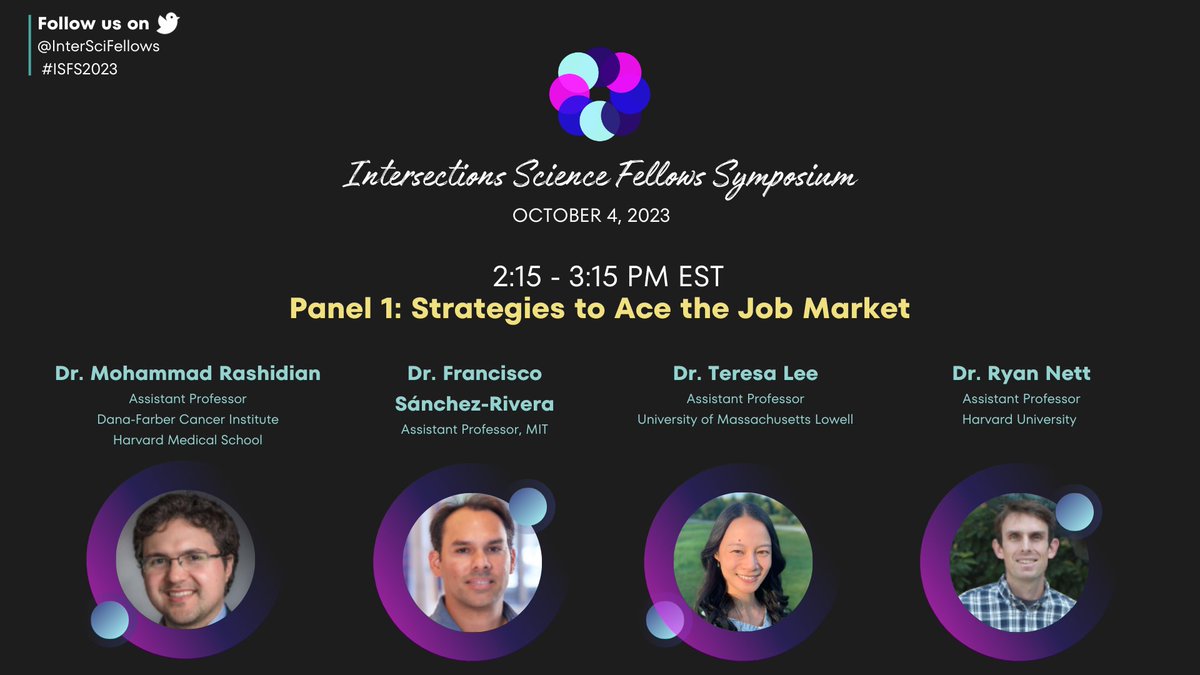 InterSciFellows's tweet image. In addition to showcasing great science, #ISFS2023 also brings the collective knowledge of faculty. Tune in for our first panel on strategies to ace the job market.