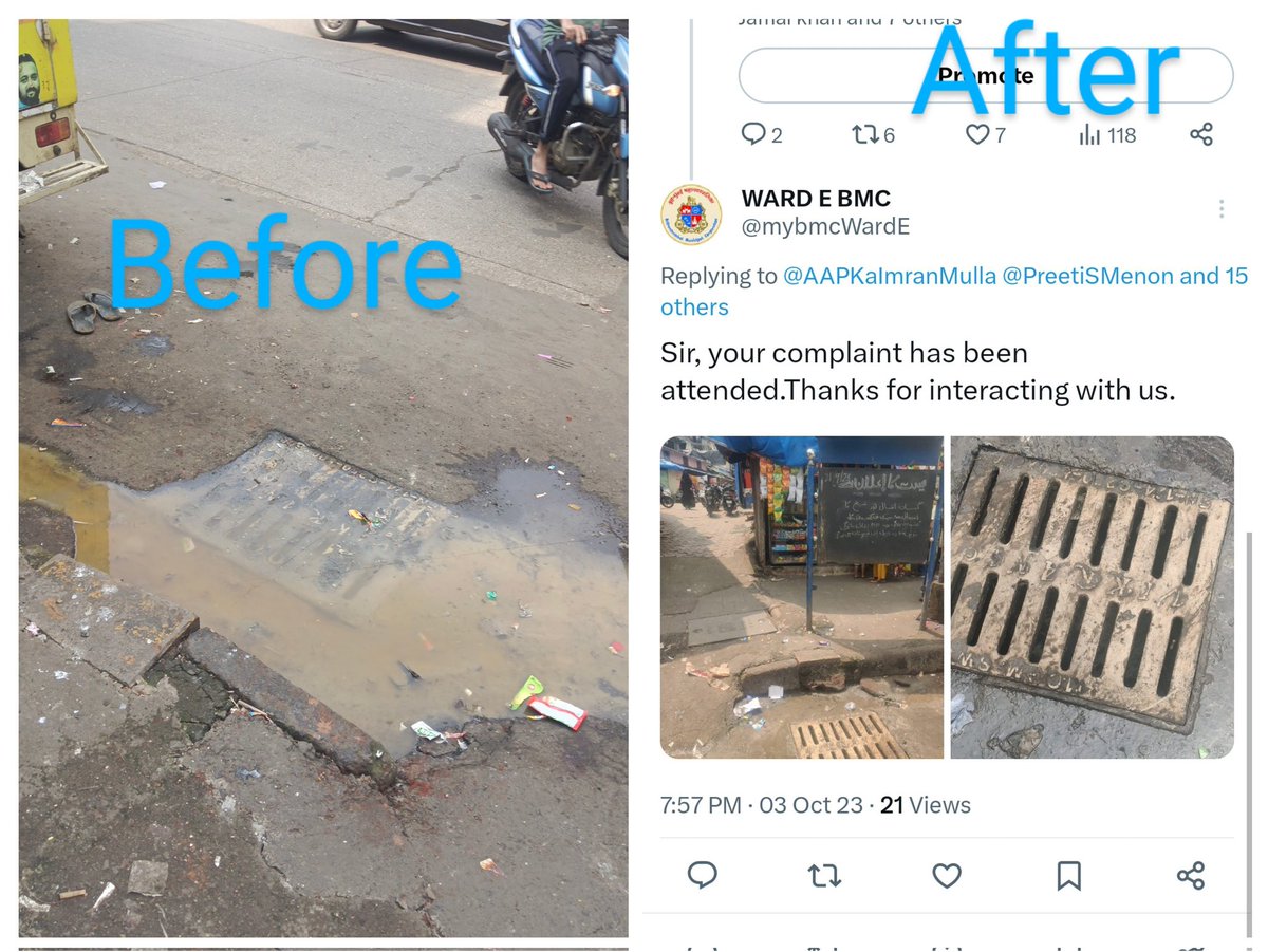 AAPKaImranMulla's tweet photo. As received complaints from Nawanagar residence regarding d overflow of d gutter for d last 4 days, yesterday after my complaint on Twitter today the work has been completed.
@PreetiSMenon
@AAPMaharashtra
@gallinews
#imranmmulla
#KaamKiRajneeti
#SwachhBharat
#SwachhataHiSeva https://t.co/qQh9CDCkTz