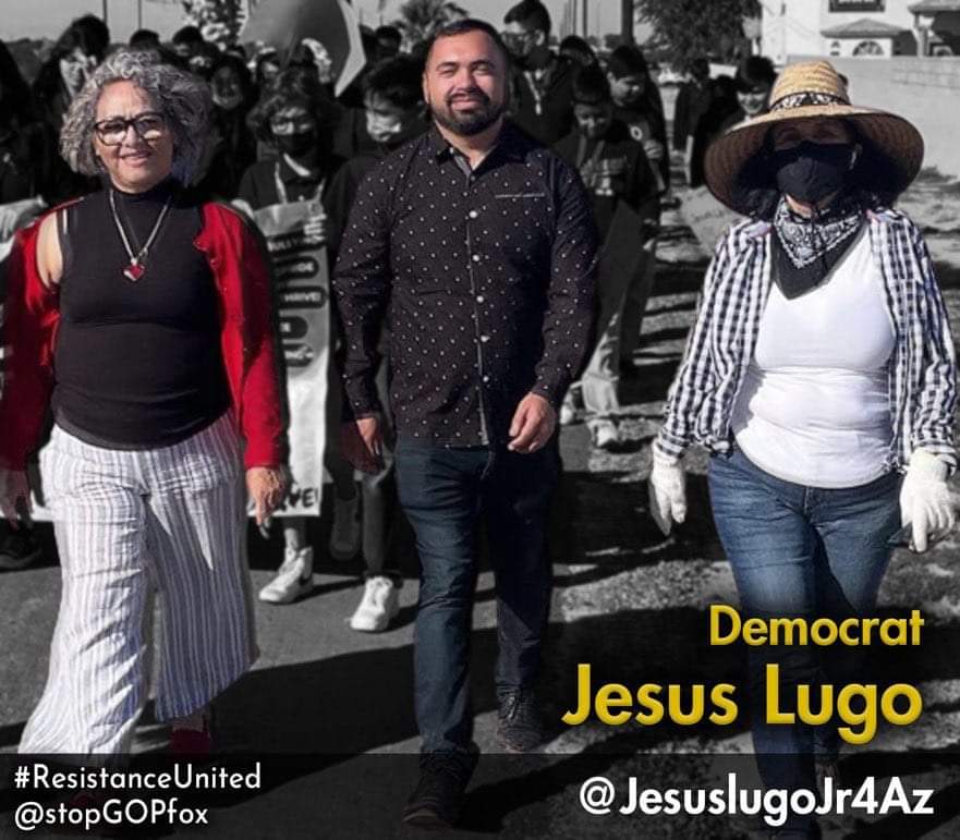 GroovyChic1960s's tweet photo. Vote Democrat Jesus Lugo
Arizona State Senate! #AZ23
Education
Healthcare-
Womens rights
Substance abuse
Immigration reform
Medicare- Social Security
& more
👍 @JesuslugoJr4Az
#wtpBLUE
#DemVoice1
#resistanceblue https://t.co/CJeKcQroQO