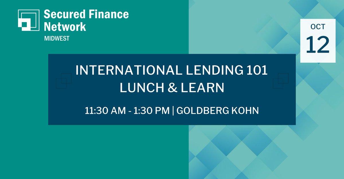 Please join the latest SFNet Midwest Education Event presented by Richard Kohn and Bill Starshak of Goldberg Kohn. International Lending 101 will provide insight into the issues that must be navigated when lending or taking security in other countries.

community.sfnet.com/midwestchapter…