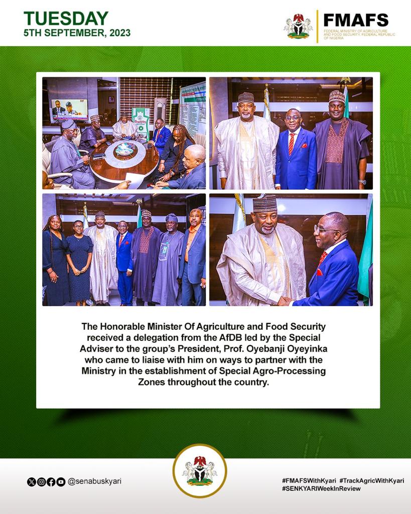 MarufAjenifuja's tweet photo. Flash back!
HON. MINISTER OF AGRIC & FOOD SECURITY, SENATOR ABUBAKAR KYARI’S WEEK IN REVIEW
3rd September - 9th September, 2023
#SenKyariWeekInReview
#FMAFSWithKyari #TrackAgricWithKyari https://t.co/49bnKoOB9H