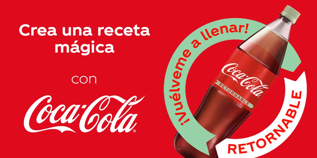Si ahorras hasta en los caracteres de un Tweet, Coca-Cola retornable es para ti♻️💚. Retorna la botella vacía y ahorra pagando solo por el líquido para que disfrutes más con cada comida 🤩. #MagiadeVerdad✨