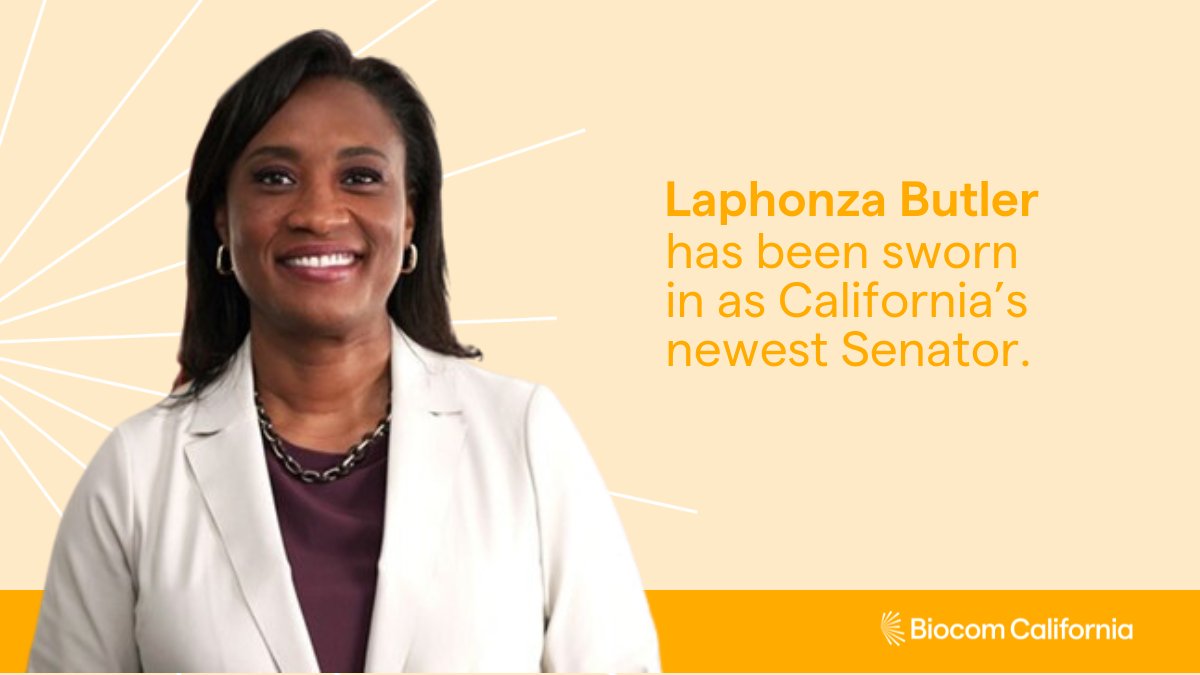 Biocom's tweet photo. Laphonza Butler was sworn in today as the new California Senator following the passing of Dianne Feinstein. Congratulations to our new Senator @LaphonzaB. Biocom California looks forward to working with you to support life science innovation in California. https://t.co/yswTku3ku5