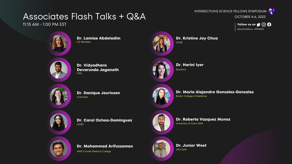 InterSciFellows's tweet image. #ISFS2023 day 2 is off to a great start! Up next is the second session of associates flash talks, join us and support @LamiaeAdm @kristinejchua @VidyadharDJ @gliainmymind @d_jeurissen_ @AleGnzlzzz @ochoa_cy @drbionano @arif_uzz_aman @jr2255