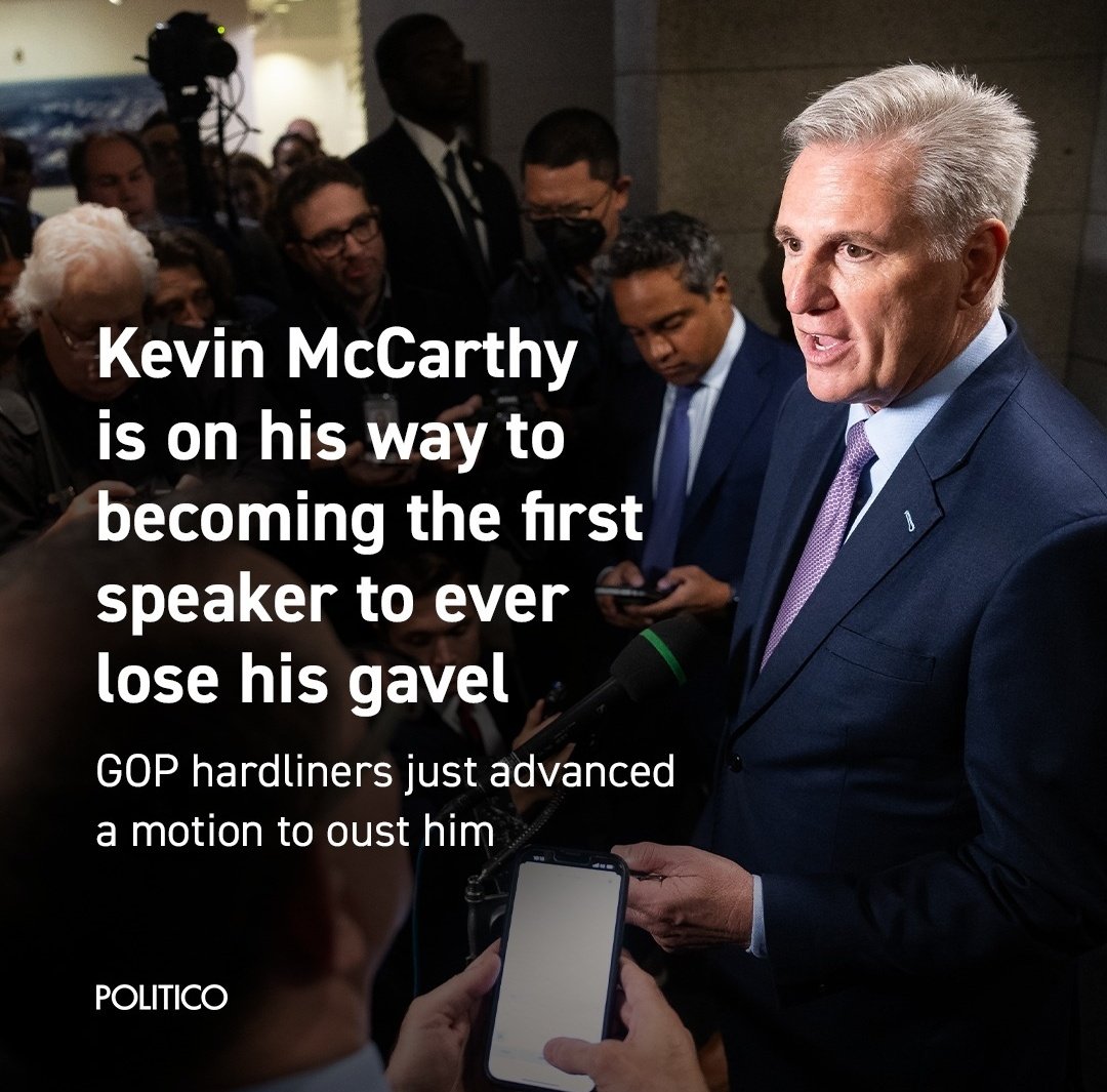 Speaker Kevin McCarthy is likely to lose his gavel.

#SpeakerInNameOnly.