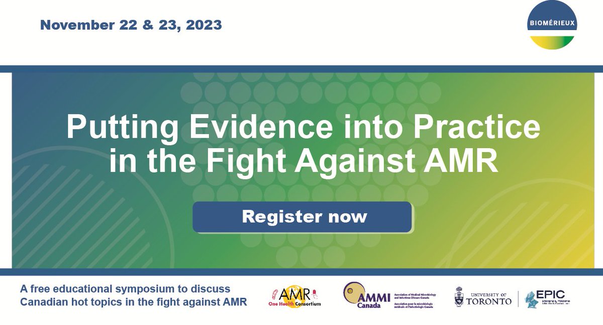 📢 Meet Canadian experts in antimicrobial resistance on November 22 & 23, at the 2nd Symposium organized in partnership with @UofTEPIC, @AMMICanada and @amronehealth. To attend virtually or in person, register here: reg.eventmobi.com/AMR2023 #RAM #WaaW