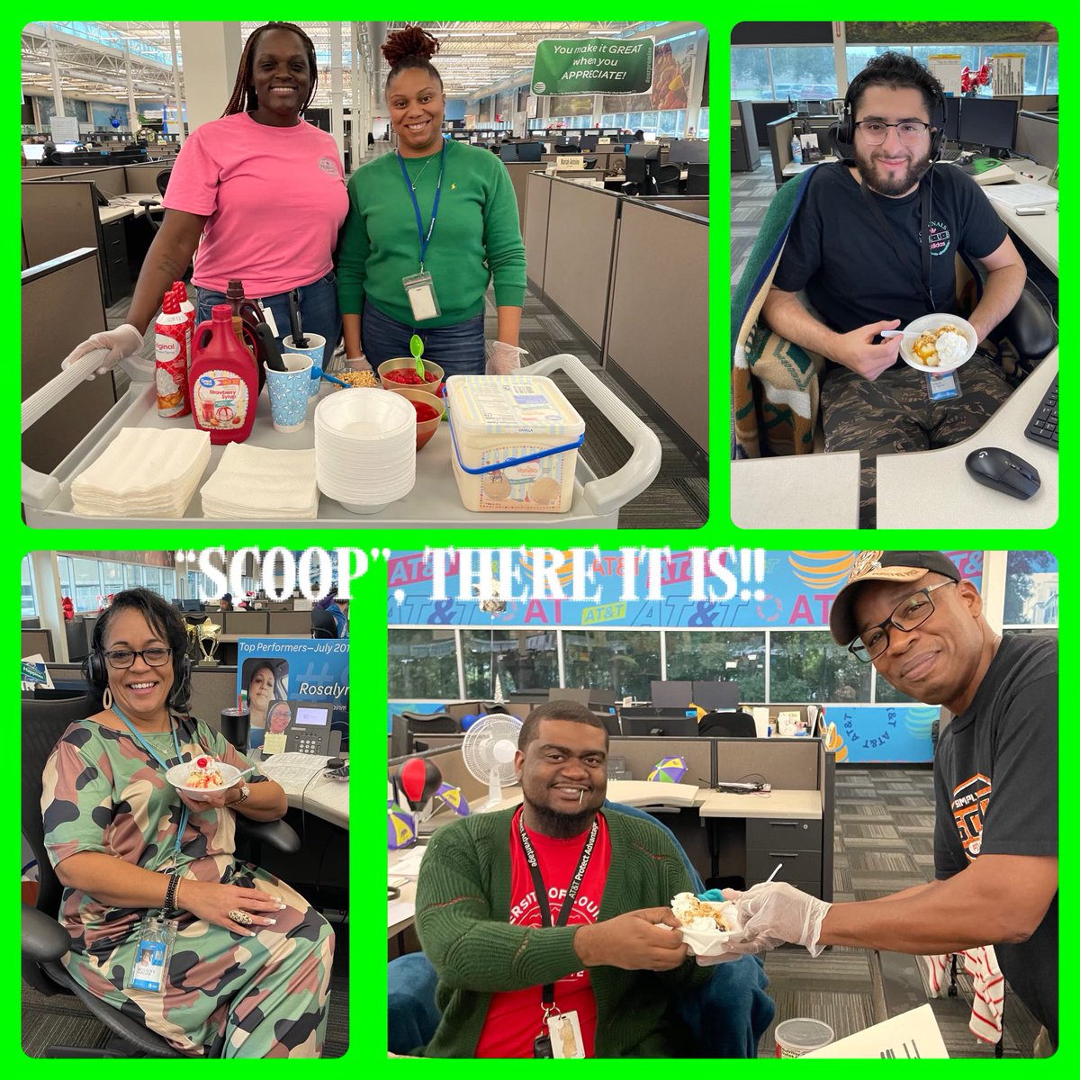 SCFW-Day 2…Wear green &amp; be the expert. 
Today Lafayette celebrates with sundaes 🍨🎊🎉 
“SCOOP”, there it is! 💙💪🏽💙
<a href="/TLRashad4/">Tiwanda Rashad</a> <a href="/AttLafayette/">AT&TLafayetteUnited</a> <a href="/411MikeP/">Michael Patenaude</a> #MBCGoodStuff #LifeAtATT #SCFW2023
