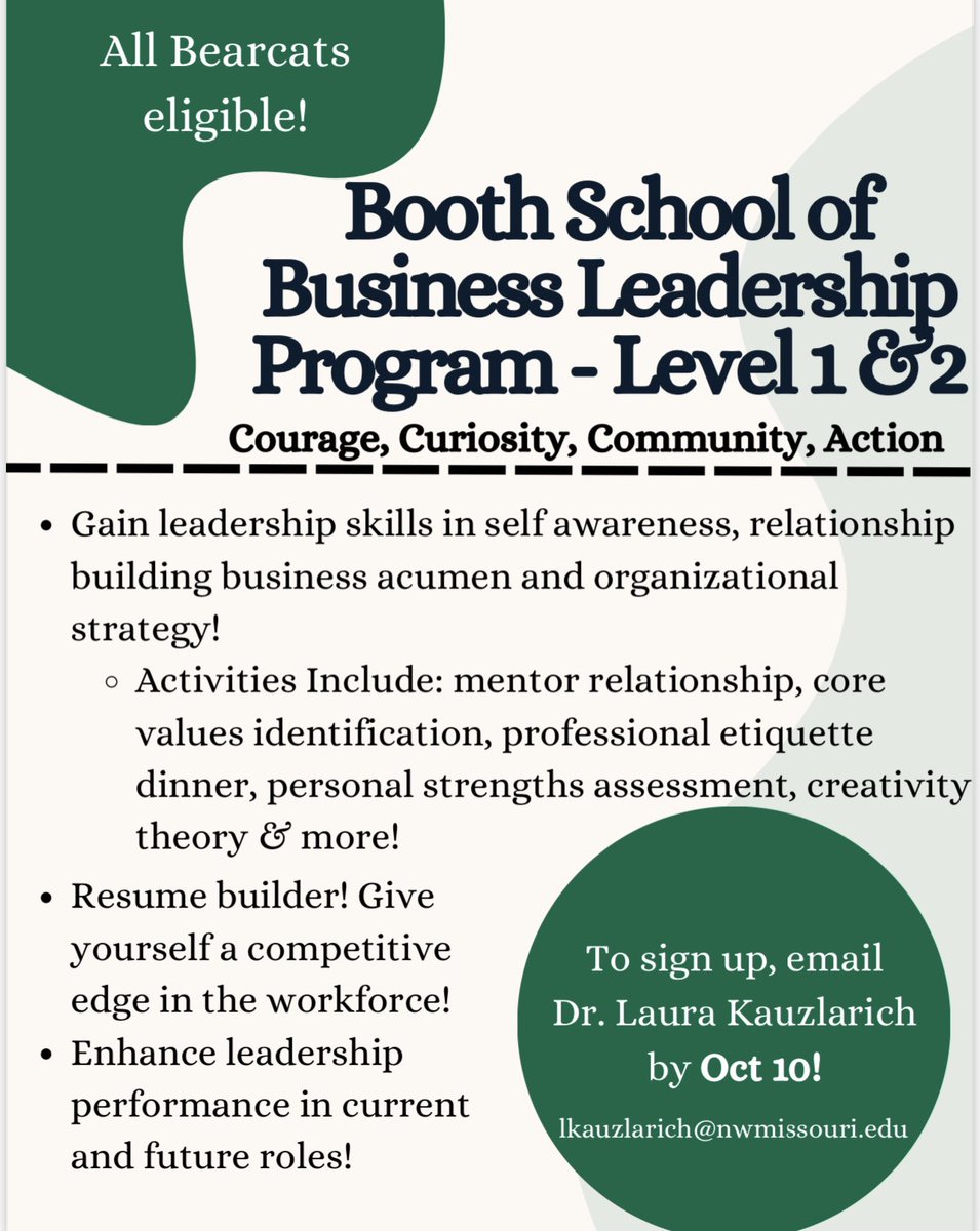 Take a look at this opportunity within the School of Business!! Develop your leadership skills with other students!