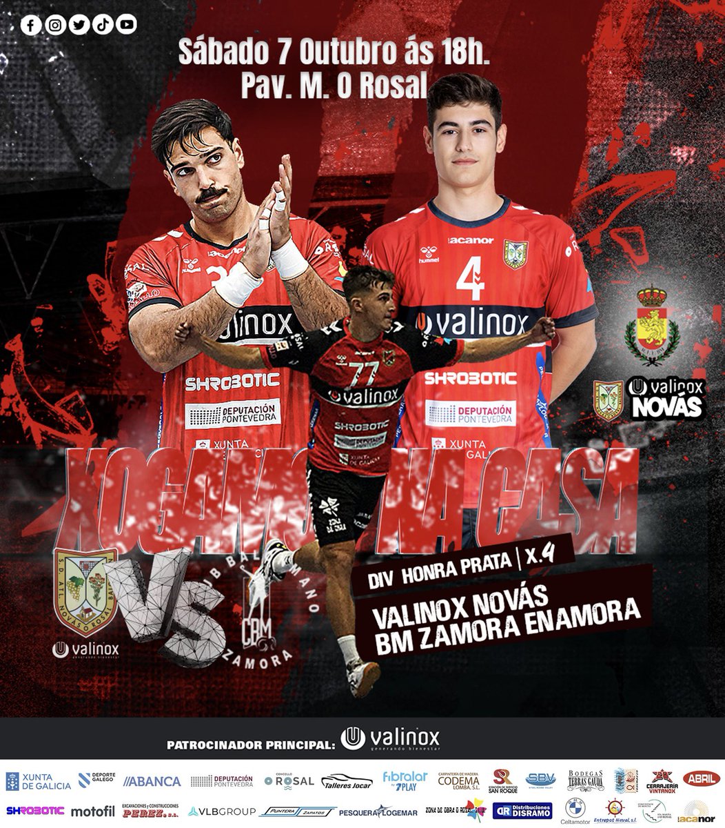 atleticonovas's tweet photo. Xogamos na Casa‼️ 
🧠💪🏼 Convencidos que con todos vós remando, os puntos quedan na casa. Imos encher o pavillón 🥁💥

📅 Sábado 7
🕕 18:00h
📍 Pavillón Municipal O Rosal https://t.co/kyheFq3sRV