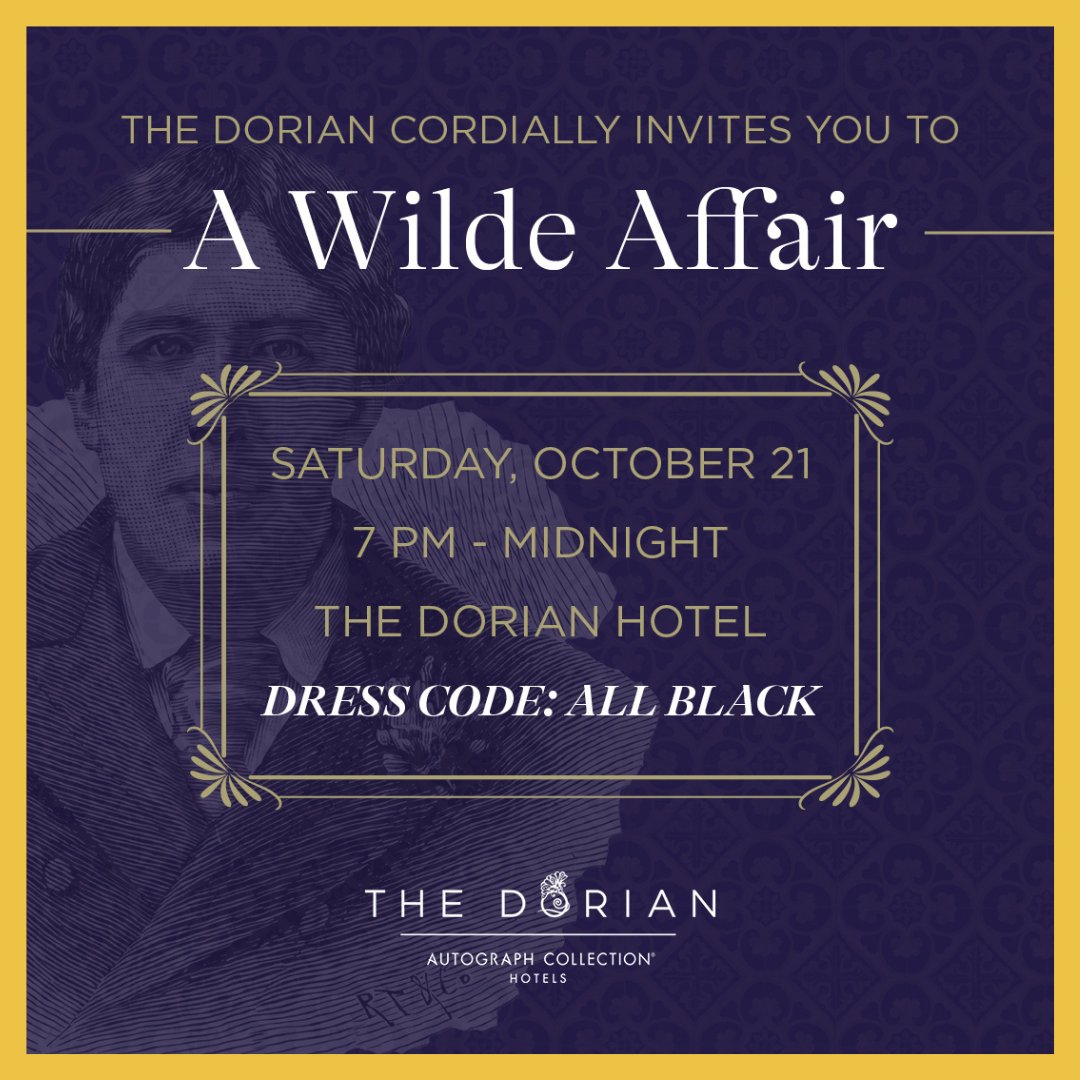 Celebrate The Dorian's first anniversary in an evening of elegance and mystery at A Wilde Affair! 🌟 
Join The Dorian on October 21st for a opulent night inspired by Oscar Wilde! Secure your spot before they run out! 🎟️ 
ow.ly/22vn50PSE69