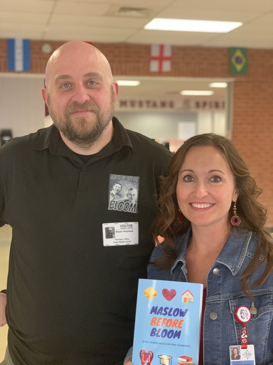 Super excited to listen to Dr. Bryan Pearlman @ZumSouthMiddle today!  Bonus 🚨 @DrP_Principal signed my copy of #MaslowBeforeBloom!  #ItsAGreatDayToBeAMustang