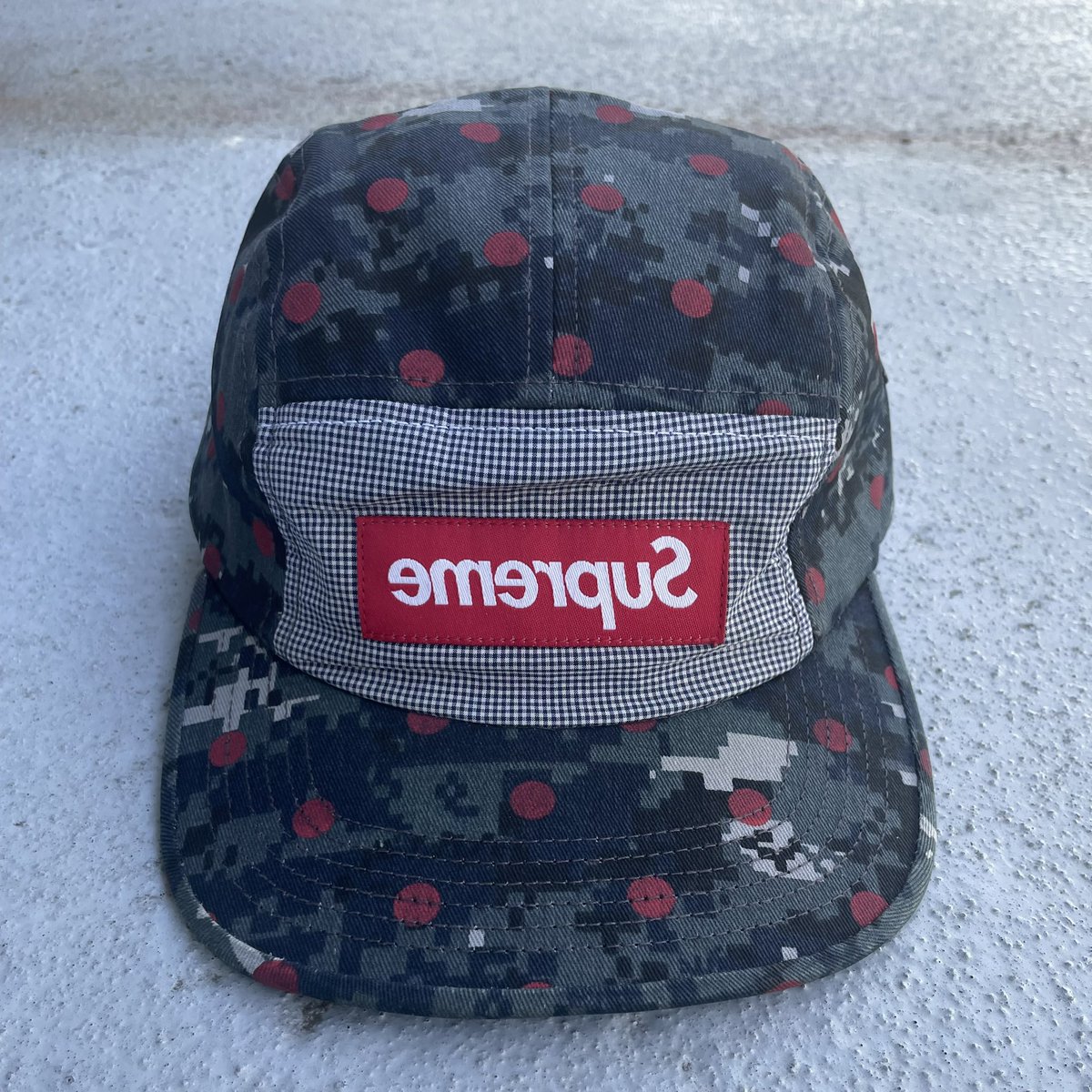 Cardboard_P's tweet image. S/S13 Supreme x Comme des Garcons SHIRT Digi-Camo Camp Cap in Navy