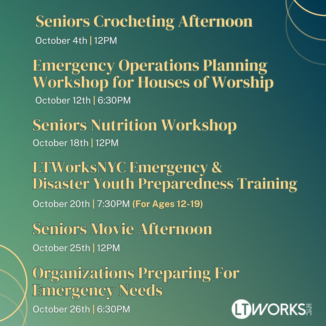 LTWorksNYC's tweet photo. Check out what’s happening in October at LTWorksNYC 🍂🗓️💚#October #Events #CheckThisOut #LTWorksNYC https://t.co/VOu54MaaYv