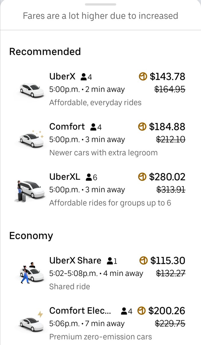 S_ammerz's tweet photo. There's a GO train outage and look at the Uber fare surge pricing.  This is from downtown to Scarborough. https://t.co/cu5Y26U4w6