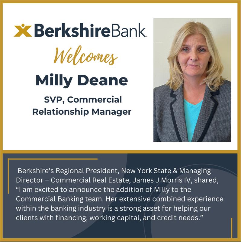 Berkshire Bank welcomes Milly Deane to the commercial banking team in the capital region of New York. To learn more, visit bit.ly/3tj0RDm #whereyouworkmatters