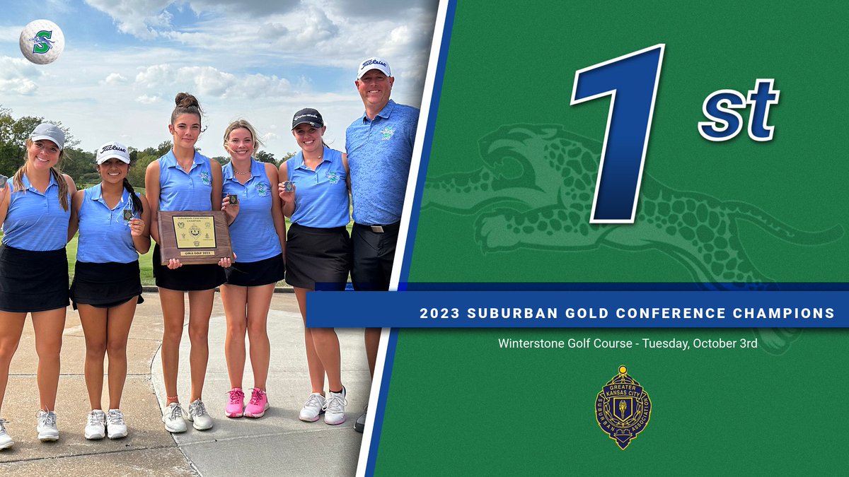 The Jags are your 2023 Suburban Gold Conference Champions!🏆South also had 4 All-Conference golfers: Senior Pearl Taylor 10th, Senior Stephanie Giron 7th, Junior Zoe McVey 4th, and Senior Mia Farrar 3rd. Next up, Districts at Hodge Park on Monday, October 9th.
#GoJags