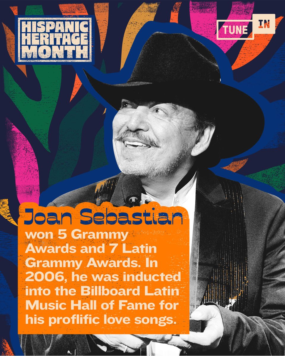 Celebrate #HispanicHeritageMonth with Joan Sebastian and other artists on #ÉxitosMexicanos ❤️ listen.tunein.com/exitosmexicano…