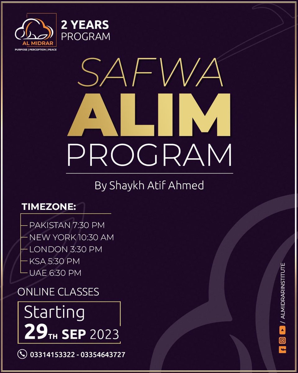 Adeel2407's tweet photo. Join upcoming courses of Al Midrar Institute https://t.co/ijg8wWWX6p