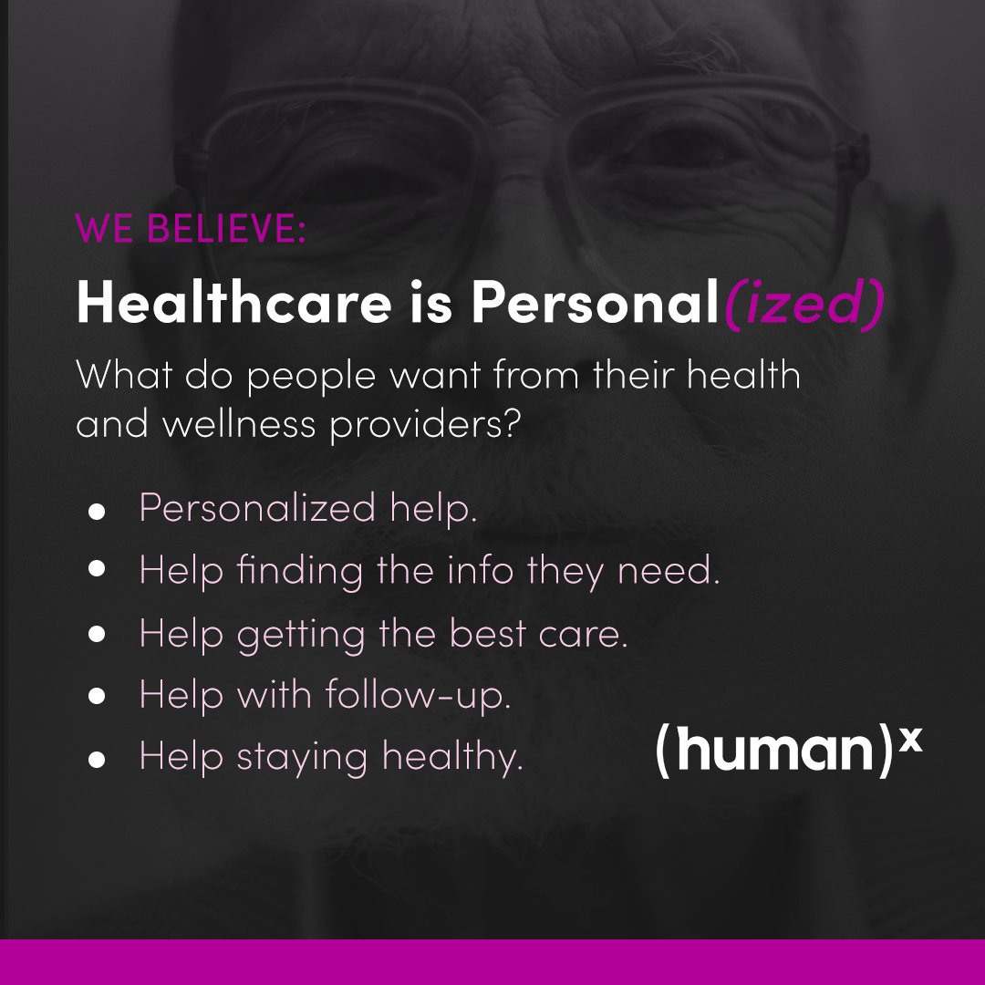 (human)x: Making healthcare personal! We help providers deliver what people want:

Find info tailored to them.
Get the best care.
Follow-up support.
Stay healthy.

Our healthcare experts make it happen! Learn more: bit.ly/46fem5C #Healthcare #Personalization