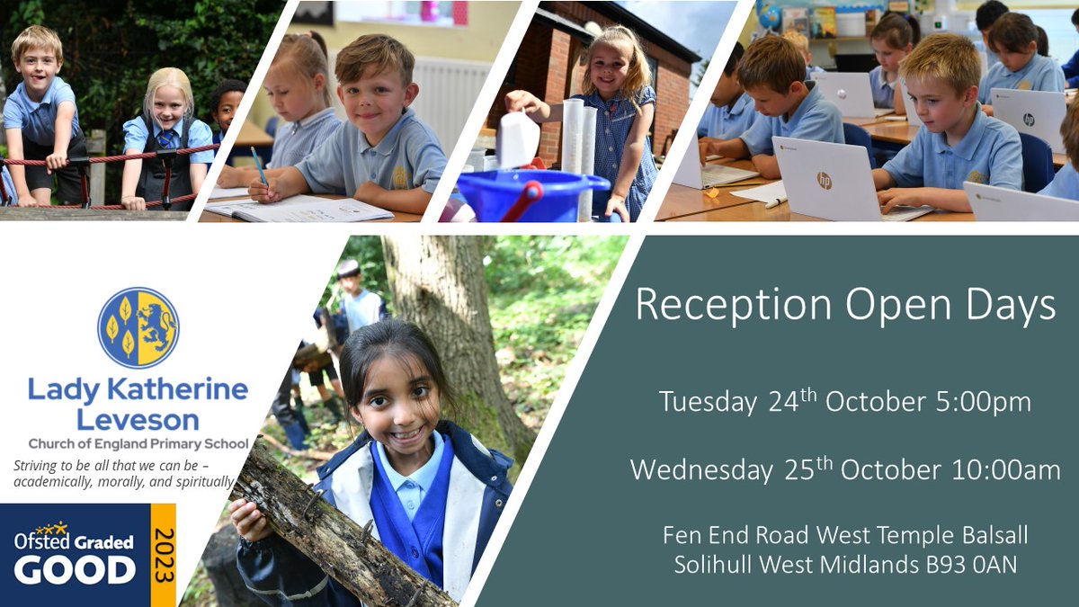 Lady Katherine Open Days  - Come and see what we have to offer in our fantastic semi- rural setting which is located between Knowle and Balsall Common.  Click on the link below to book a place. forms.office.com/e/7t4MSTUWSG