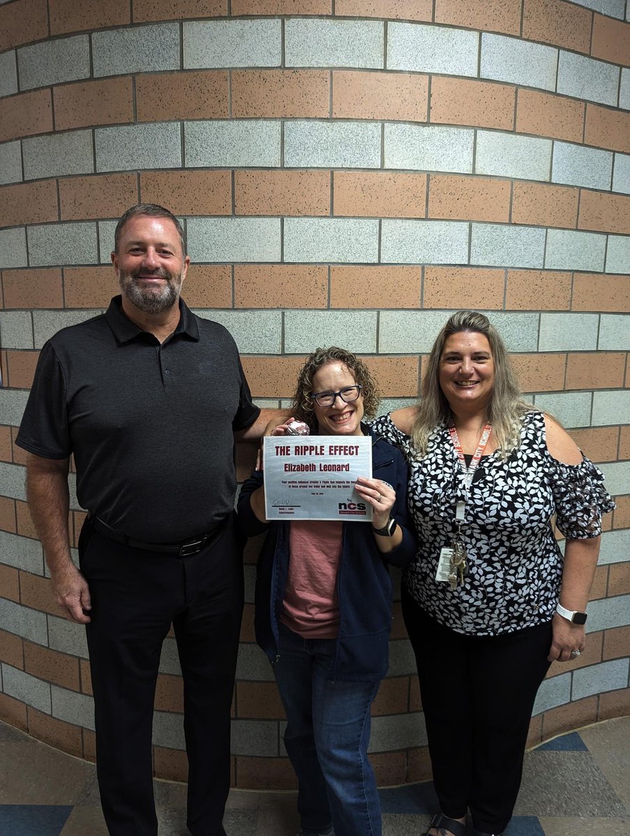NCS is celebrating the many great staff members who influence the lives of others and cause a "Ripple Effect" that will impact many more lives in the  future! This week's winners included our own Mrs. Leonard!!! We love you🥰 Thank you for all you do for students at NCS Digital