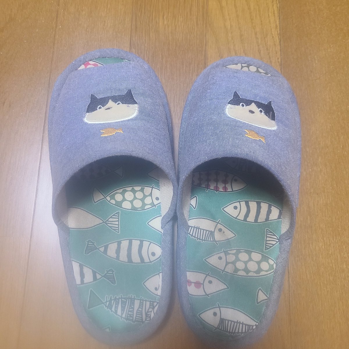 にゃんこのスリッパ。

就労の看護士さんが買って来てくれた。