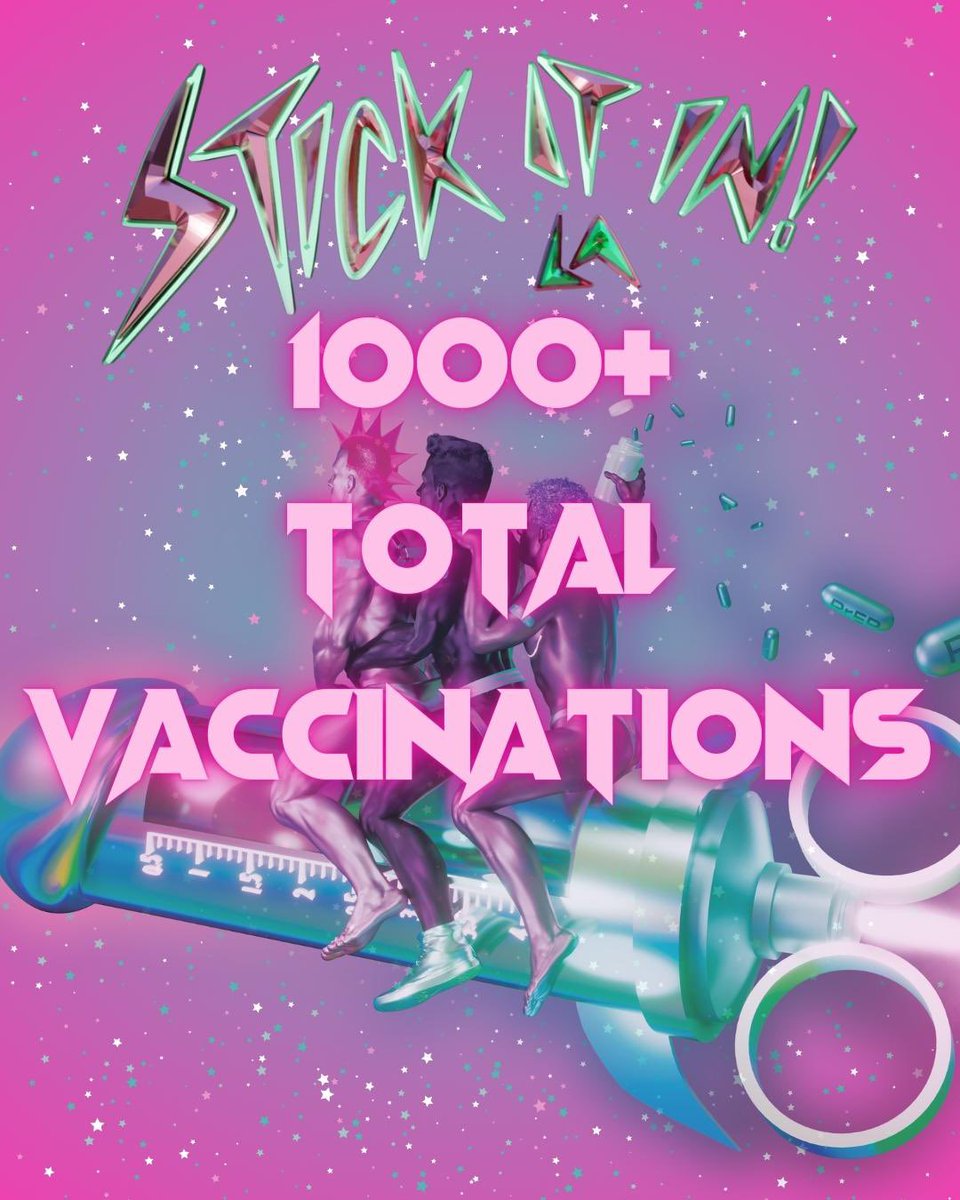 <a href="/STICKITINLA/">STICKITIN.LA</a> has vaccinated over 1000 people since June! We’d like to thank <a href="/UCLAHHIPP/">UCLA HHIPP</a> for their support in helping us make #mpox vaccinations accessible to everyone in the community. 
Make sure to get your second dose for maximum protection!