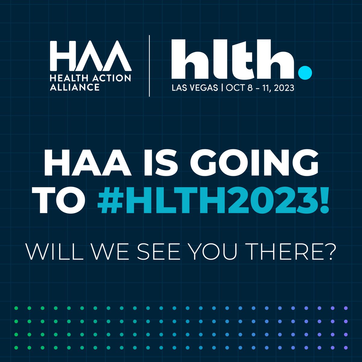 Will we see you at #HLTH2023? We’re proud to be an Innovation Partner of @HLTHEVENT and looking forward to the programming and opportunity to meet members of the @HealthAction community. To learn more, let us know if you’ll be there! hlthact.org/HLTH-RSVP