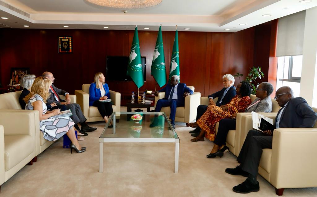AUC_MoussaFaki's tweet photo. I received EU Commissioner @JuttaUrpilainen during her visit to Ethiopia for  wide-ranging consultations regarding the strategic AU/EU partnership, ahead of a Ministerial meeting in Nov that will evaluate concrete progress made on joint commitments since the Feb2022 AU/EU summit. https://t.co/S2XmAOM9Un
