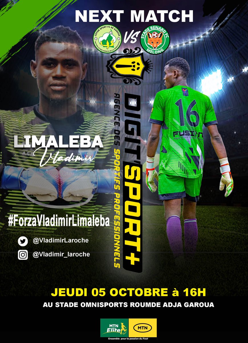 Ensemble nous sommes plis fort !!
Rendez-vous ce jeudi à Garoua 
#ForzaLimalebaVladmir #football
#TwitterOfTime
<a href="/FcCoton/">Coton Sport fc</a> <a href="/amoureux_1/">Amoureux Elite 1&2</a> <a href="/Kosi_foottalk/">KOSI_FOOTTALK</a> <a href="/MTNCameroon/">MTN CAMEROON</a> <a href="/CamerFootballc/">Camer Football Club</a>