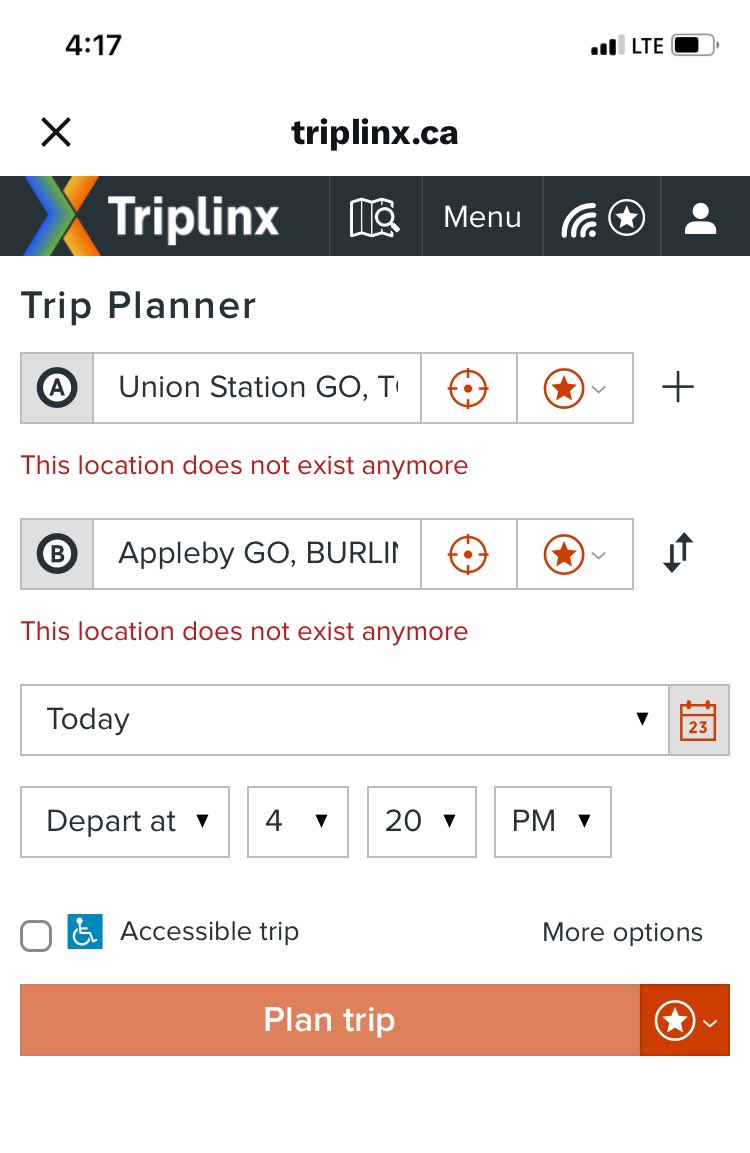 kpoag's tweet photo. @GOtransit According to Triplinx my destinations don’t exist anymore,,,,🧐 https://t.co/TQ7tSqrYaY