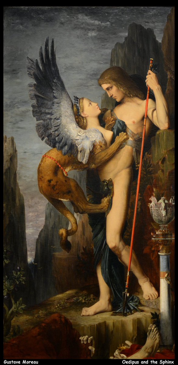 FourthWayLondon's tweet photo. Muse! Be thou mine oracle, and I shall be thine interpreter. 
-Pindar

Oedipus and the Sphinx by Gustave Moreau https://t.co/nh4kpxLtKK