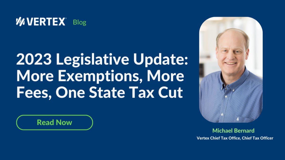 DrewAbbott49's tweet photo. Is your #taxteam staying up to date with the latest 2023 legislative trends? Our Chief Tax Officer, @M_Bernard_CTO, shares noteworthy updates &amp; developments of interest to #indirecttax groups in his new blog: https://t.co/zVuIjcyx01 https://t.co/aW5El6SqYT