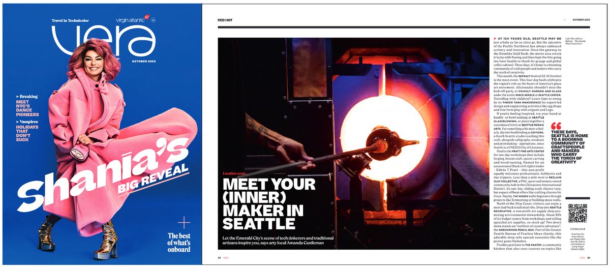 Virgin Atlantic had me cover Seattle's maker and artisan scene... and even helped me sound semi-coherent on its podcast! (Let's just say I have a voice for print... 😀)

Story: bit.ly/vera-seattle-m…
Audio: spoti.fi/3ZI9TG6 (min 14)