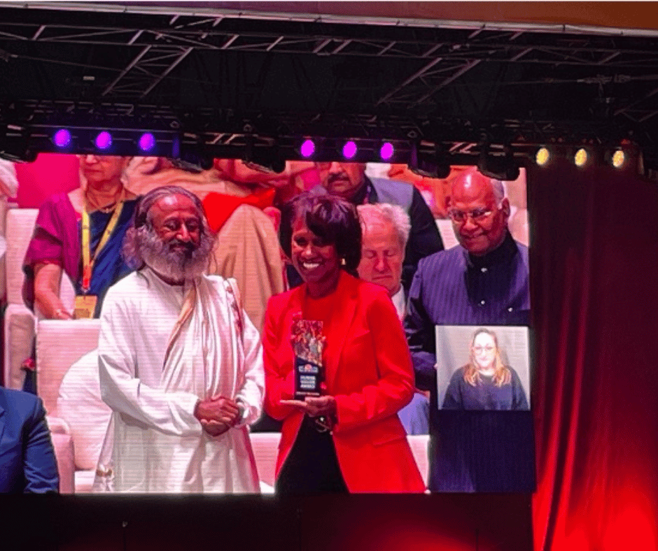 @wtuteacher, WTU received the Human Values Award at the World Cultural Festival for our work in keeping students, teachers, and staff safe through the pandemic. Thank you to @DCLabor,@BCAgainstCOVID, @AFTunion for making this award possible! #WCF2023, #redfored