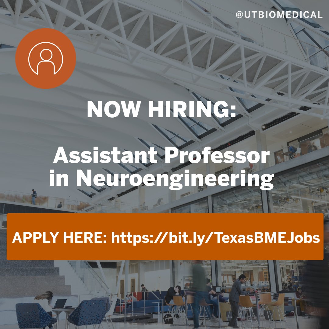 doc_tmp's tweet image. BME @ UT Austin is hiring!! We seek trailblazers who are applying their expertise and creativity to develop technologies and methodologies that advance our understanding of brain function and our ability to combat brain diseases and cognitive impairment.