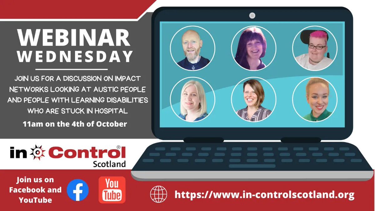 Tomorrow at 11am on <a href="/InControlScot/">In Control Scotland</a> Facebook, I will be hosting Webinar Wednesday alongside <a href="/AlastairMinty/">Alastair Minty</a>

We will be discussing people with Learning Disabilities and Autistic people being stuck in hospital, and IMPACT networks across the UK.