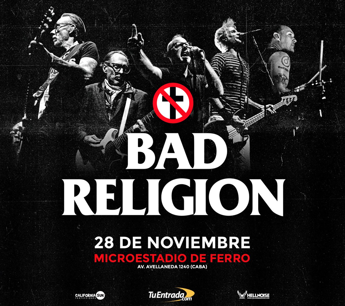 📣Bad Religion en Argentina!🇦🇷
🗓28 de noviembre, en el "Microestadio de Ferro", Av. Avellaneda 1240 C.A.B.A. 

🎟 Entradas disponibles a través de:
💥TuEntrada.com
tuentrada.com

#badreligion #punkrock  #californiasunproducciones #hellnoisebooking #hpprensa