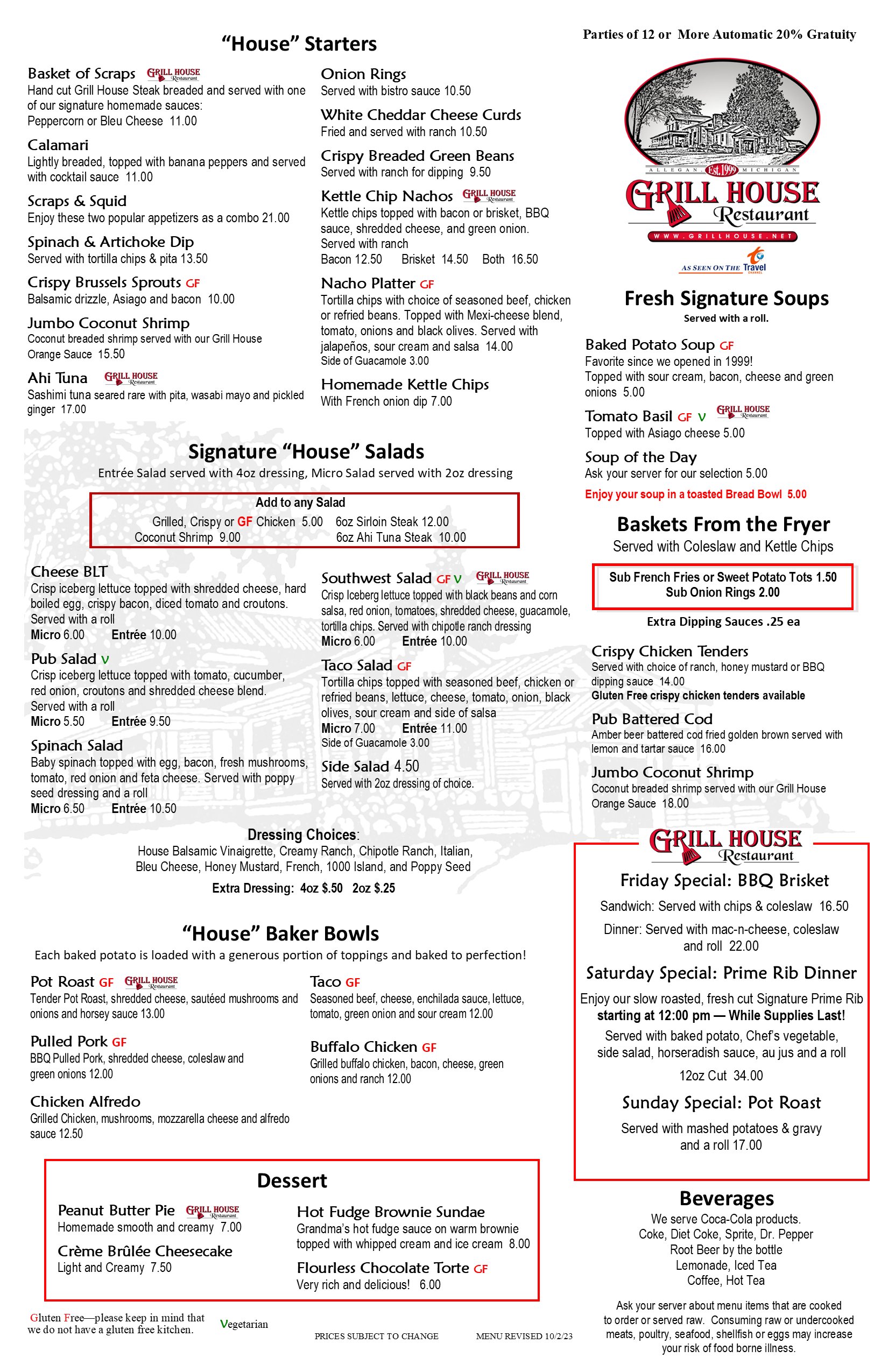 Grill house menu discount