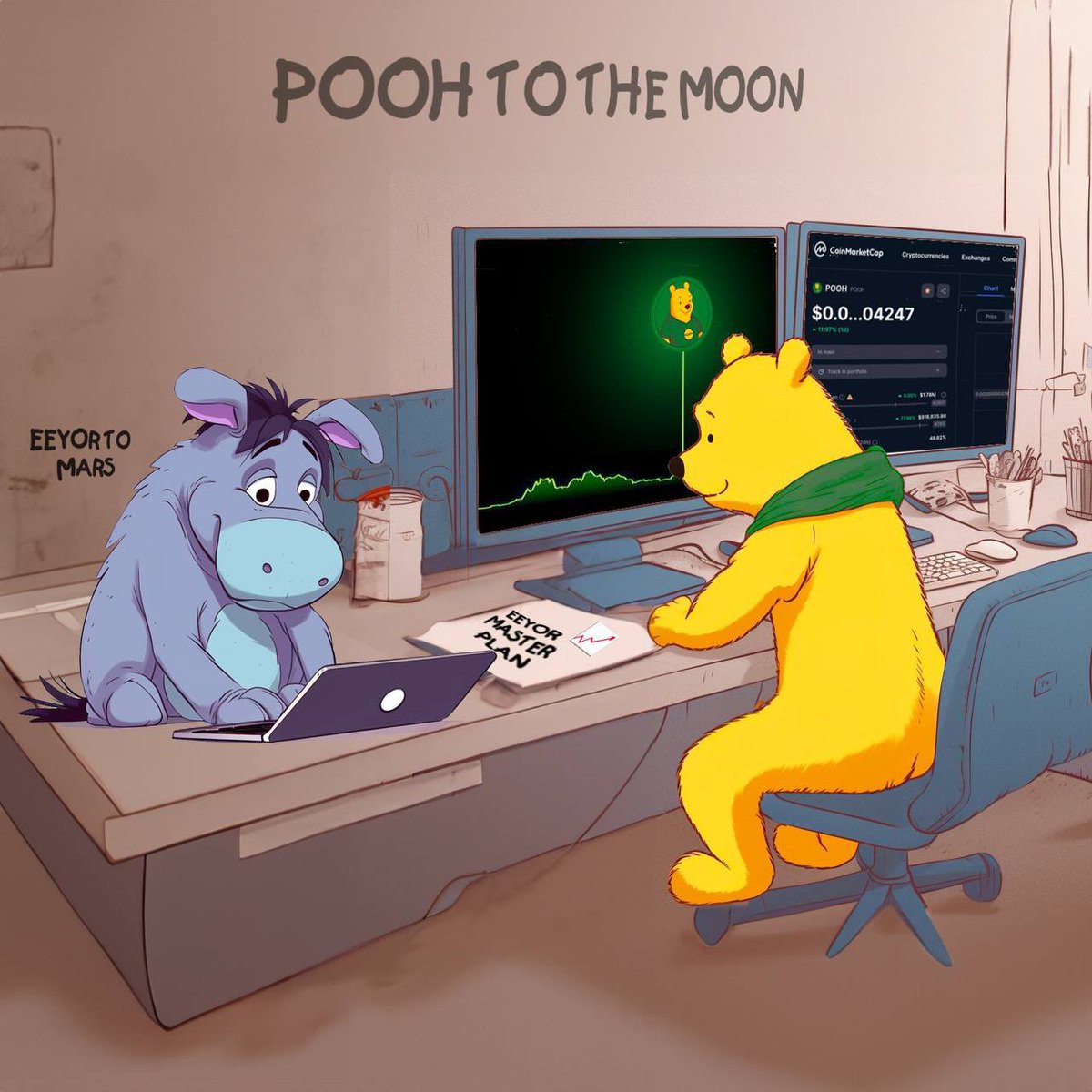 <a href="/ProTheDoge/">SlumDOGE Millionaire</a> Brother! Your friends over at <a href="/poohmoneyHQ/">POOH</a> have expanded the ecosystem!

$EEYOR coin provides marketing funds to send both projects! $POOH and $EEYOR are back!! LFG!!!