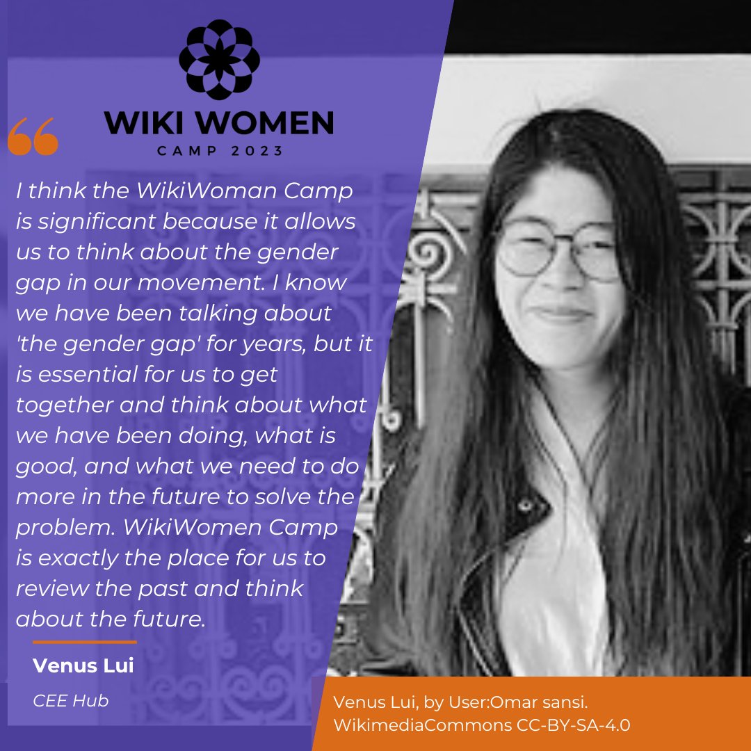 Meet one of our amazing participants at #WWC23! Venus Lui has been an active member of the Wikimedia Movement for over a decade, passionately involved in #OpenEducation, #GLAM, and #OpenData. 
But why is #WWC so significant to her?  
#Wikimedia #wikiwomenglobal #WikiWomenCamp23